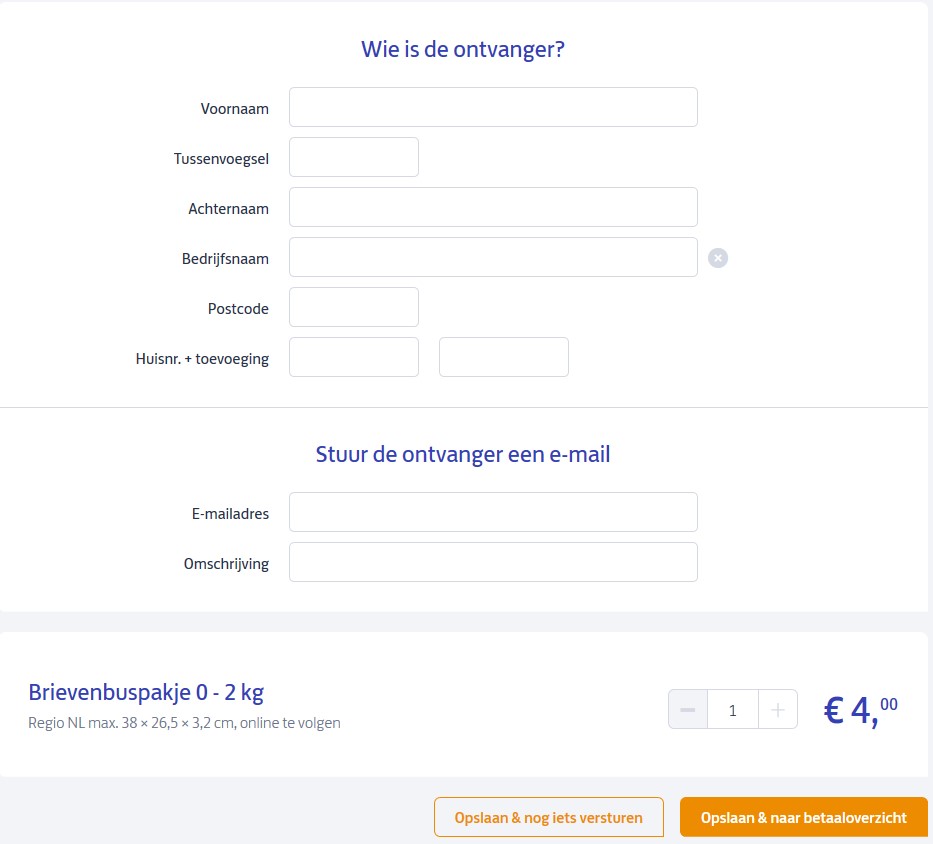 Postbus Numemr Is het mogelijk een postbus nummer intypen bij online frankeren