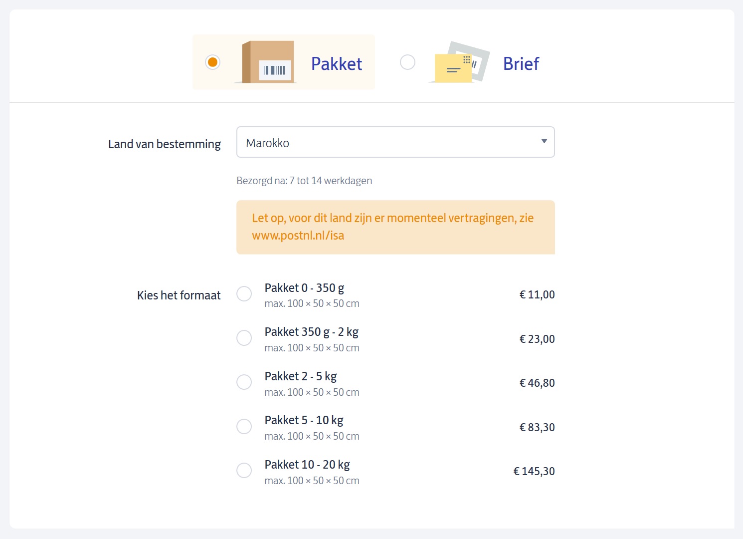 Hoeveel kost een pakket versturen naar Marokko? GoeieVraag