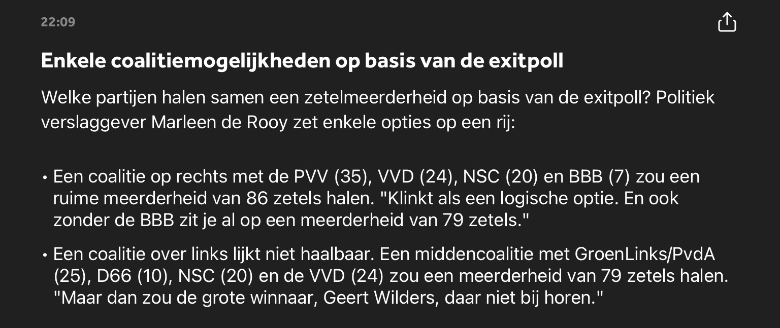 Wat bedoeld de NOS hiermee, zou er een coalitie kunnen zijn zonder de grootste partij? GoeieVraag